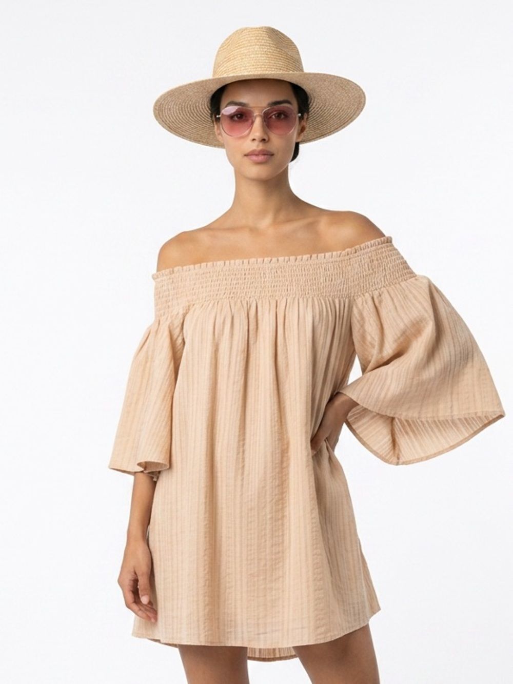 SHOW ME YOUR MUMU | Izzy Tan Off-Shoulder Mini Dress Women’s Size X-Small